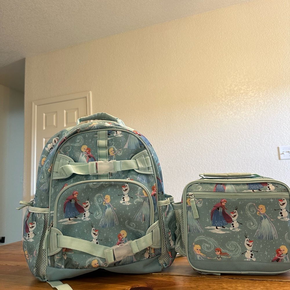 Pottery Barn Kids Blue Hockey-Themed Backpack and Lunch Bag Set